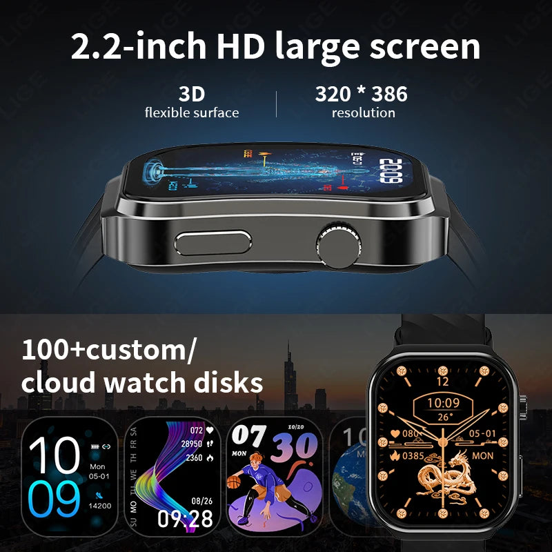 LIGE 2025 New AI Healthy Diagnose Smart Watch Blood Lipid Uric Acid Bluetooth Call Blood Pressure Health Smartwatch Men Women