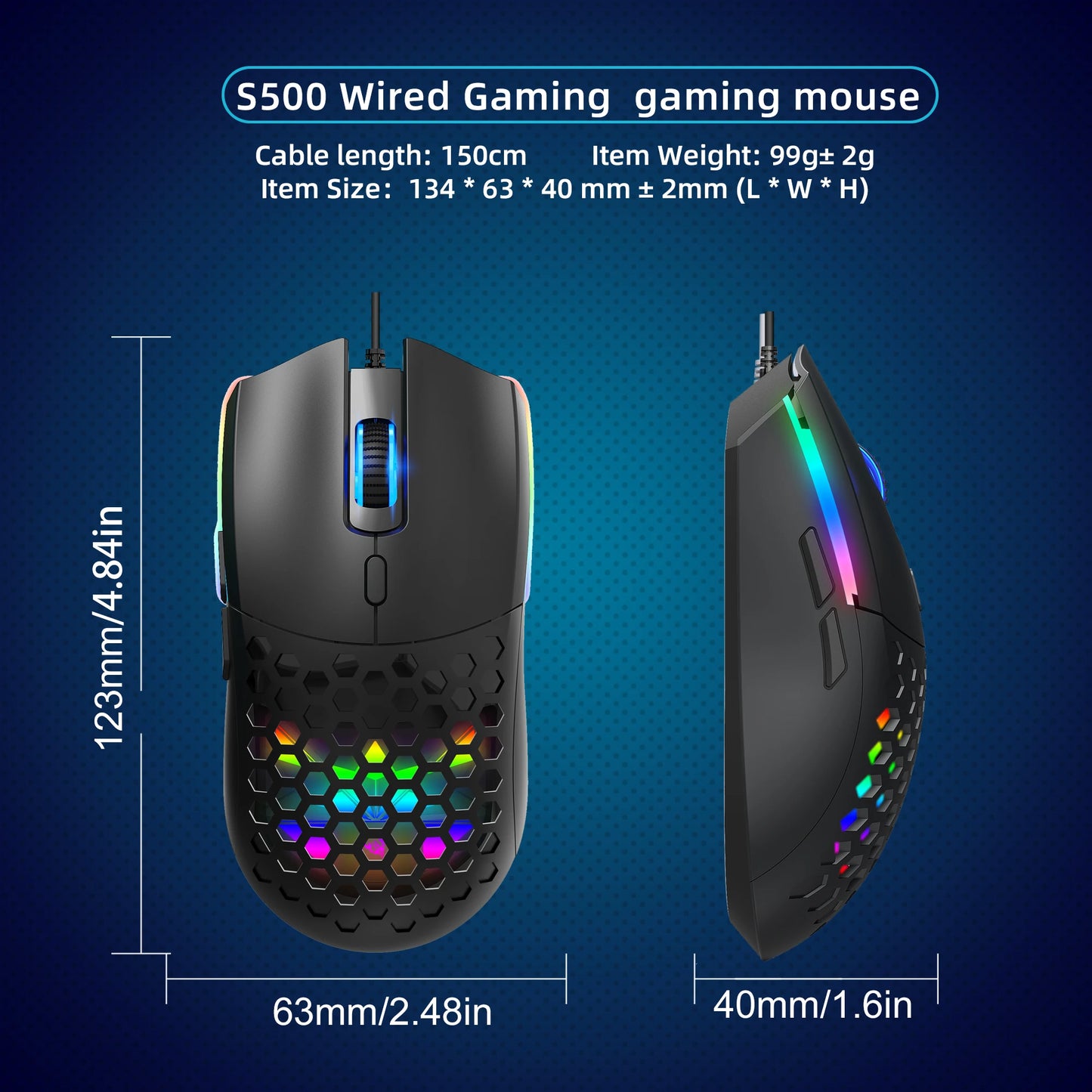 HXSJ S500 Wired Gaming Mouse – Lightweight, Ergonomic USB Optical Mouse for PC & Laptop