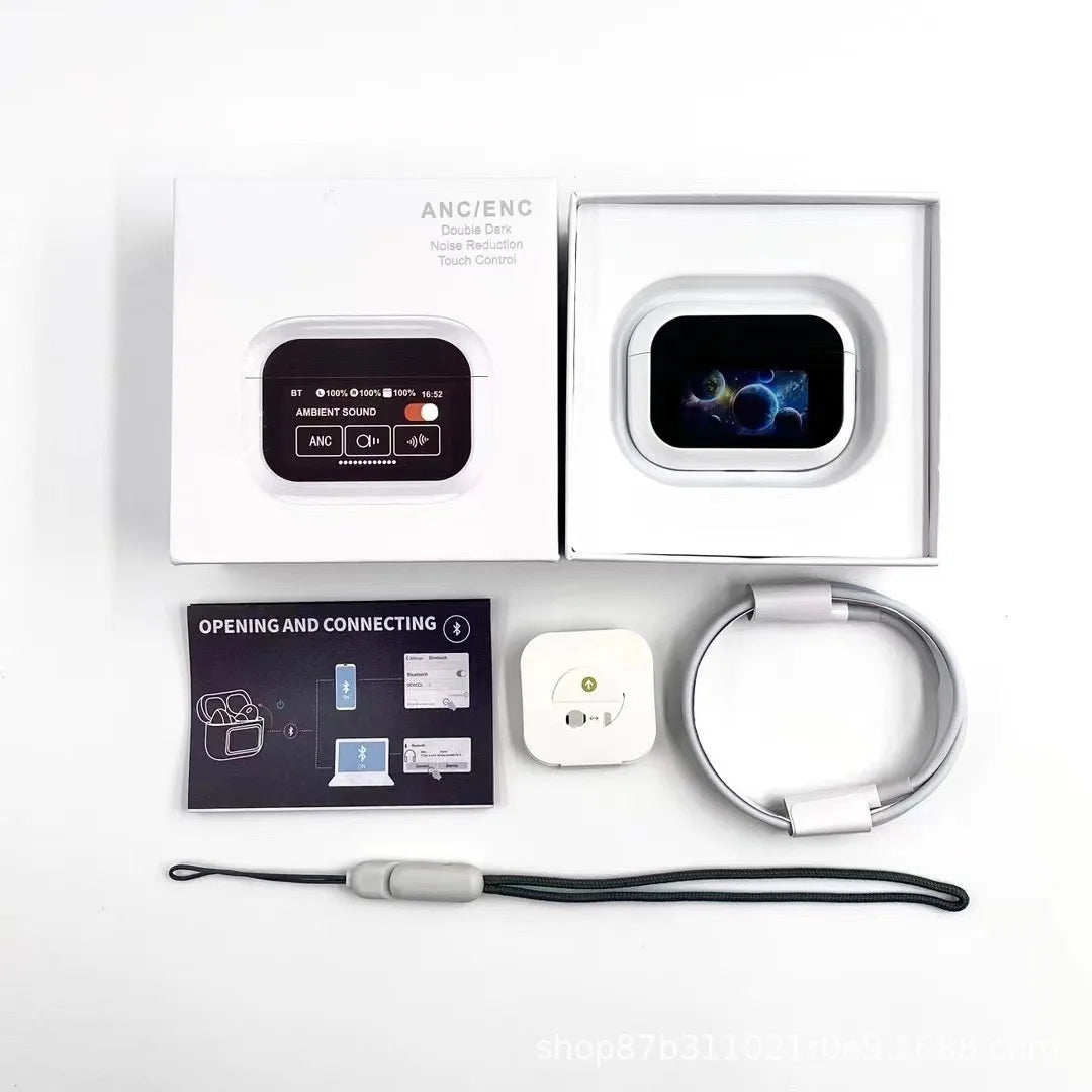 New arrival full-color touch screen a9pro noise reduction bluetooth headset suitable for in-ear wireless headphones with super