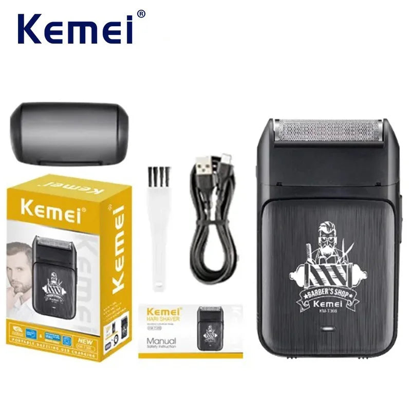 Kemei Compact Single Foil Shaver – Portable Cordless Razor for Men