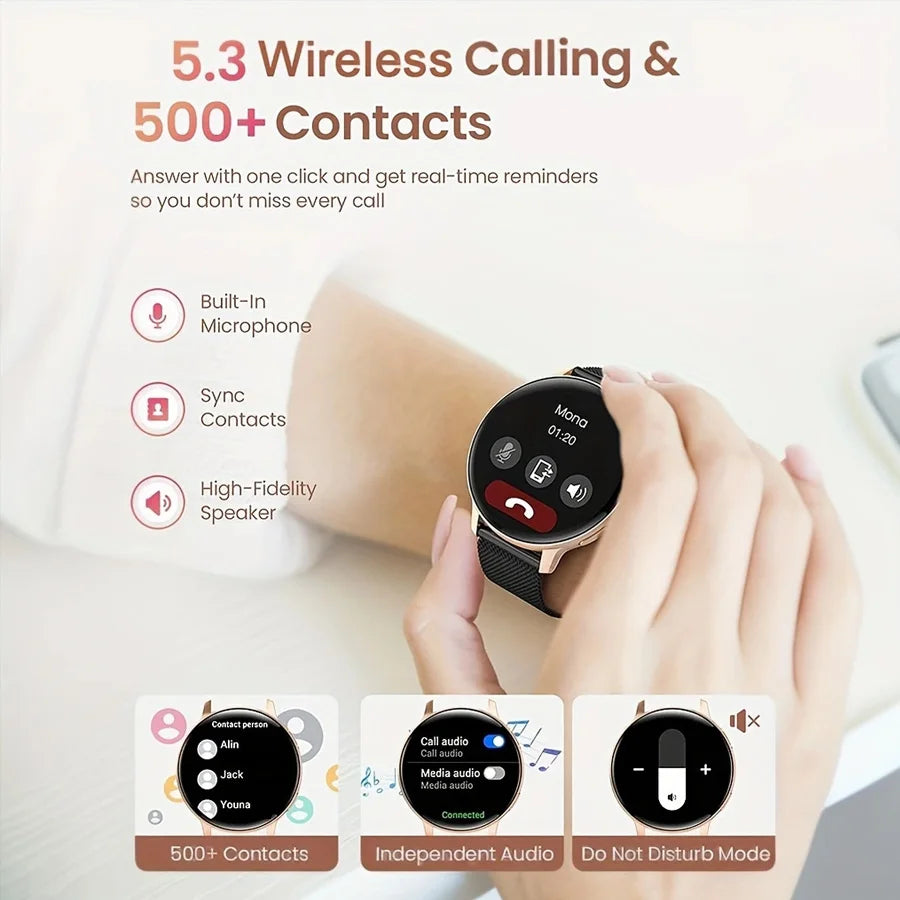 Feminine 1.39'' HD Smart Watch with Menstrual Cycle Tracker Heart Rate & Sleep Monitor IP67 Waterproof Fitness for Women