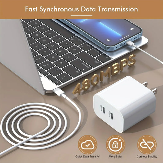 2Packs For IPhone Charger Fast Charging, 40W Dual USB C  With 10FT USB C Lightning Cable For IPhone14/13/12/11 Pro