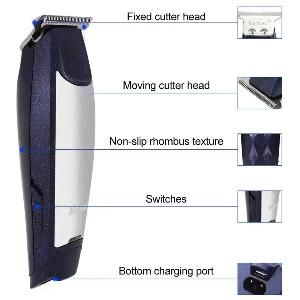 Kemei KM-5021 Professional Hair Clipper – USB Rechargeable, Bald Head Trimmer