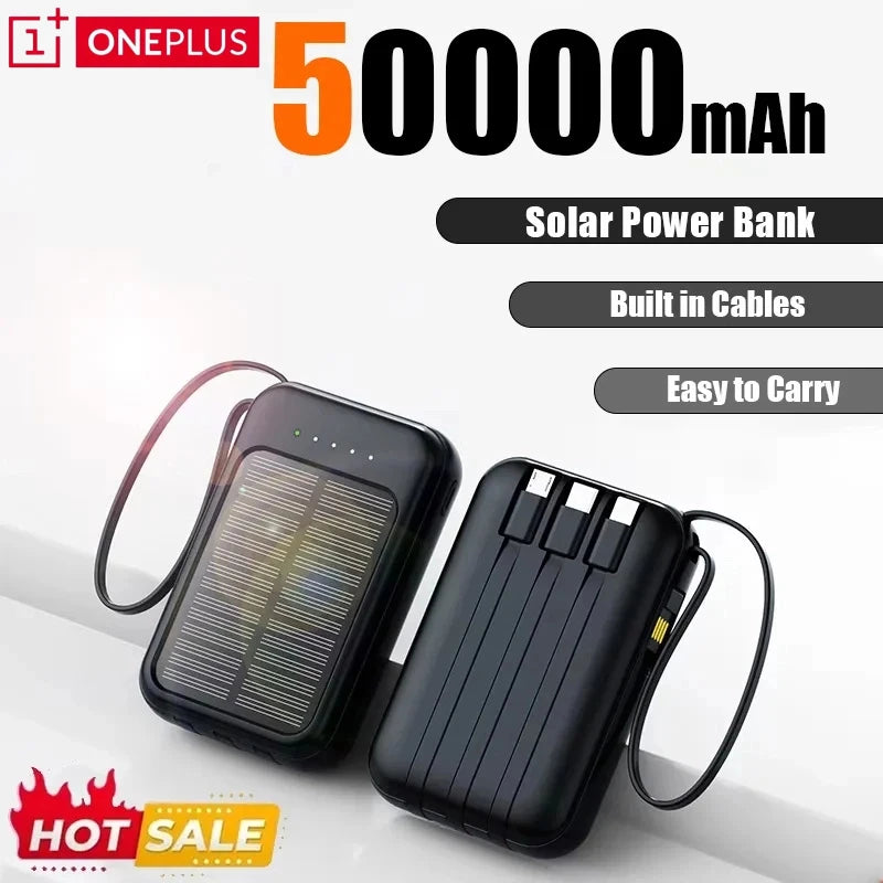 ONEPLUS 50000mAh Solar Power Bank 4 in 1 Large Capacity Fast Charging External Battery Outdoor Survival Emergency Equipment 2026