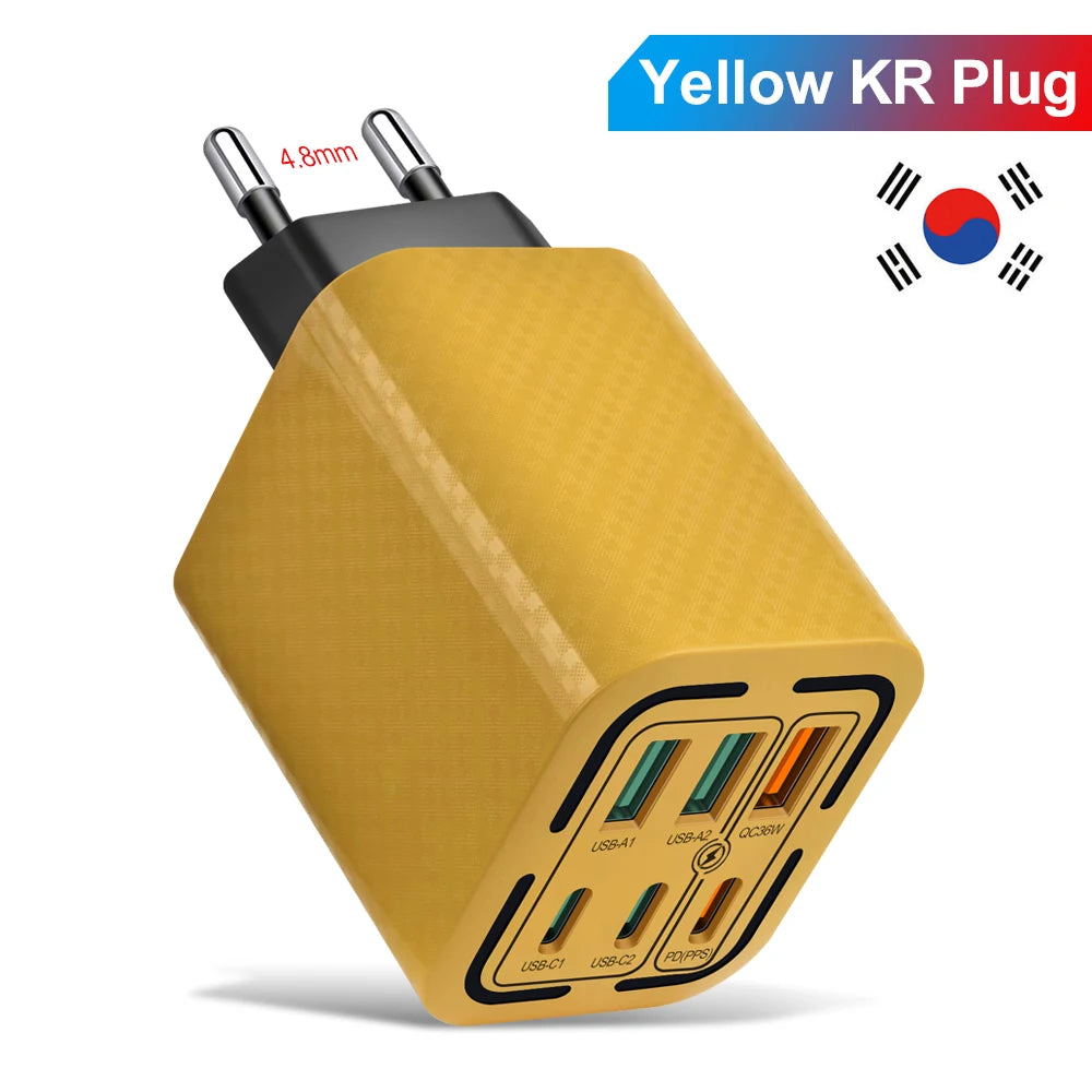 3PD+3USB 100W Wall Charger – QC 3.0 Fast Charging Adapter for iPhone, Samsung, Xiaomi & Huawei