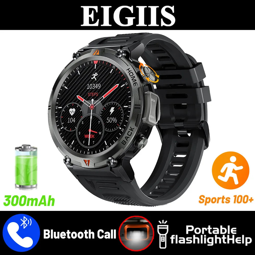 EIGIIS KE3 2025 New Bluetooth Call smartwatch for men Full Touch Screen With Health Monitor heart rate Flashlight
