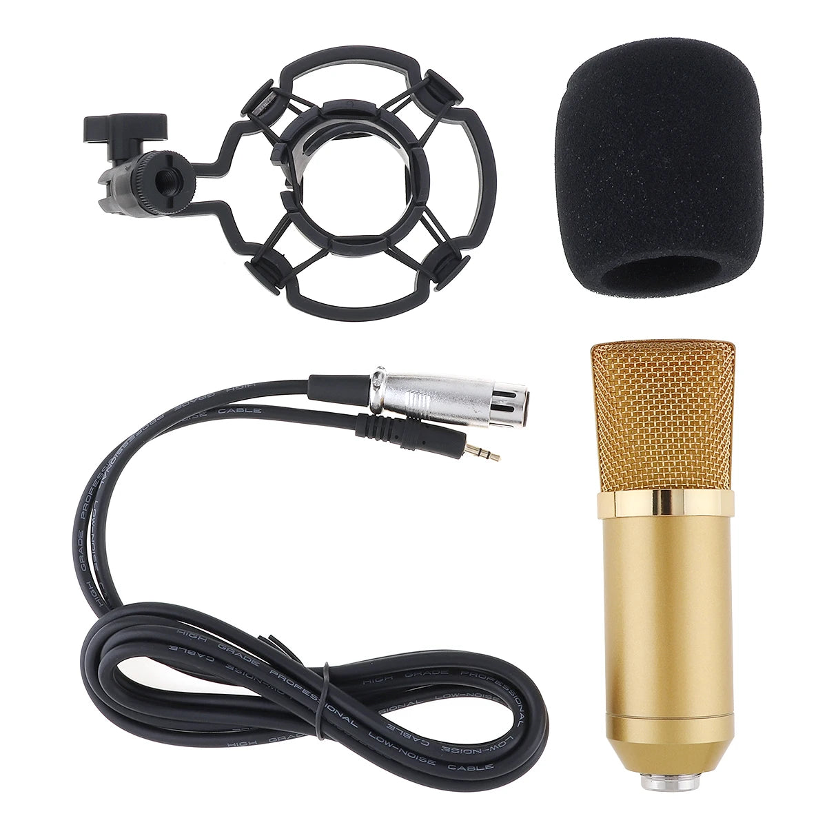 Professional BM-700 Metal Condenser Microphone – Gold-Plated Large Diaphragm for Studio & KTV