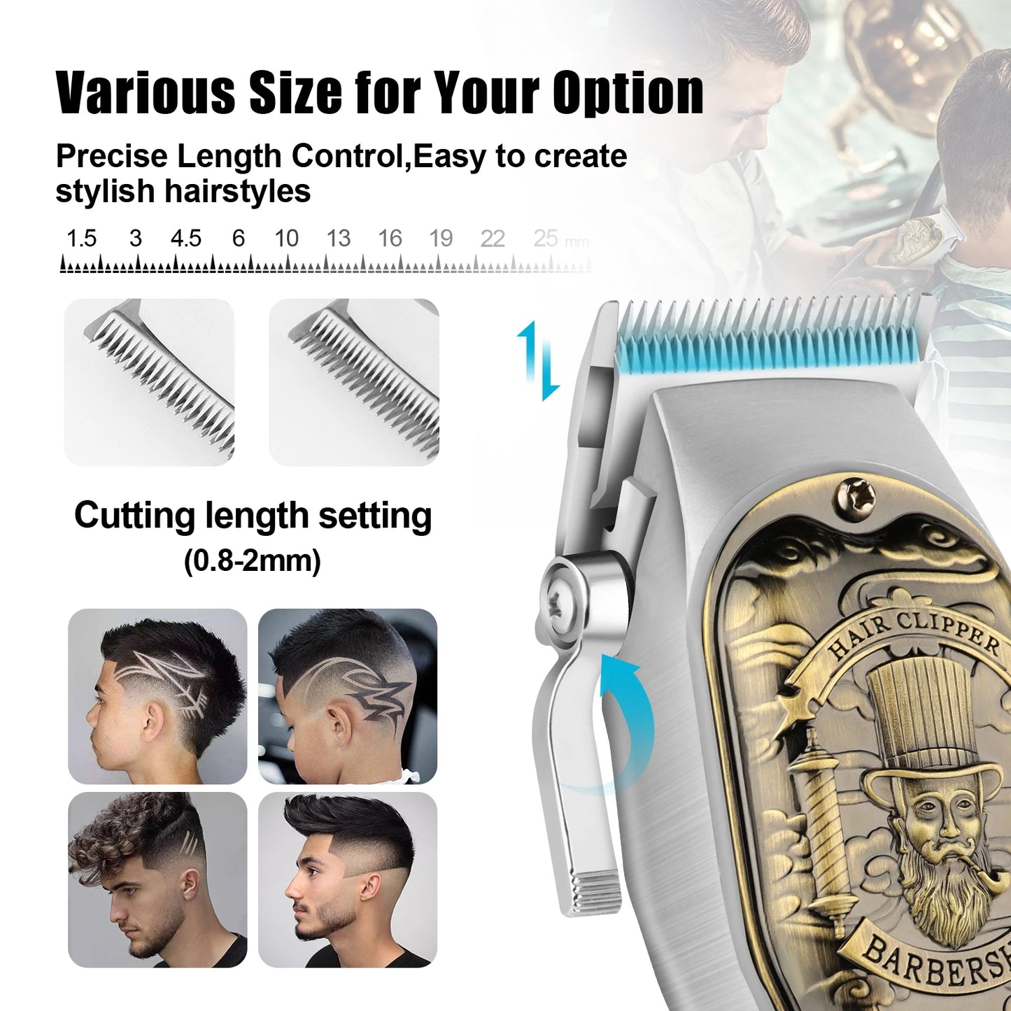 Professional T-Blade Hair Clipper Set – Cordless, LED Display, Barber Kit for Men