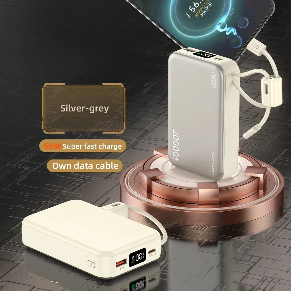 2025 NEW 66W 20000mAh Fast Charge Power Bank CCC Chinese Certification with Cable for Xiaomi Huawei Samsung IPhone