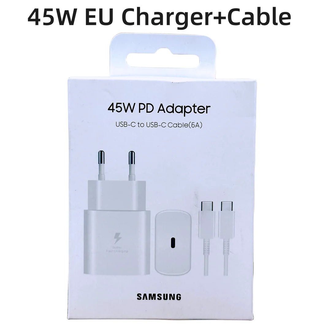 Original Samsung Charger 45W Super Fast Charge EU CERTIFIED Adapter For Galaxy Z Fold 5 4 3 Flip 5 4 3 S23 S24 Ultra S20 S22 S21