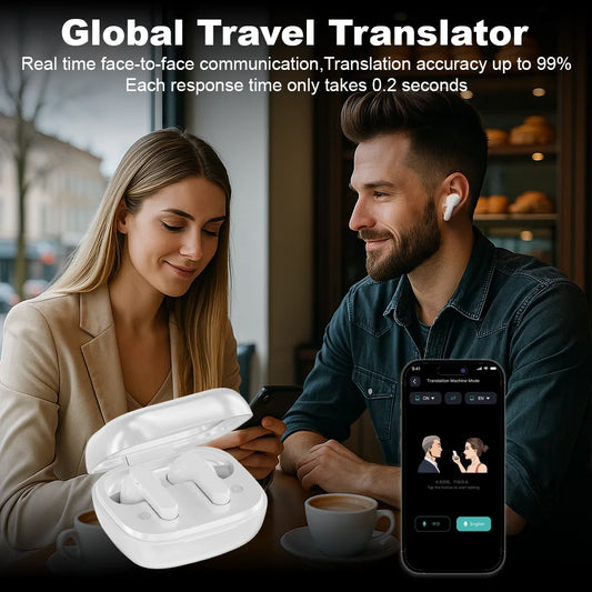 Translation Headphones with Screen Touch in Ear True Wireless Bluetooth 5.4 Music Haedset HiFi Audio  ANC ENC Noise Cancelling