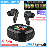 Touch Screen Wireless Headphones 144 Languages Real Time Translation Bluetooth Earphone 6 Mic ANC ENC Cancelling Sports Earbuds