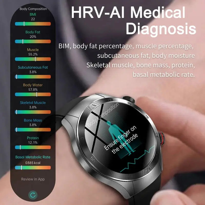 2025 New Non-Invasive Laser Treatment Three High Smart Watch Sapphire screen Blood fat Uric Acid ECG Health Diagnosis