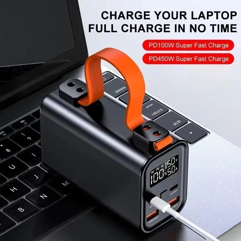 120000mAh 100W Fast Power Bank Portable USB C PD QC DC Large Capacity External Battery For iPhone Samsung Xiaomi Laptop