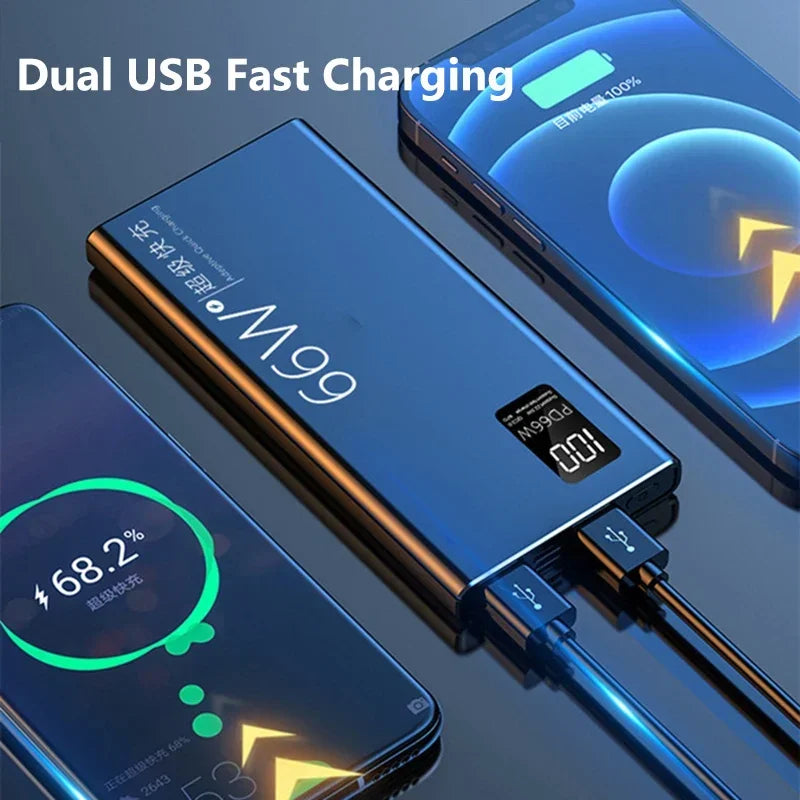 66W 20000mAh Fast Charger Power Bank Portable Charger USB Two-way Quick for iPhone Xiaomi Huawei Samsung slim