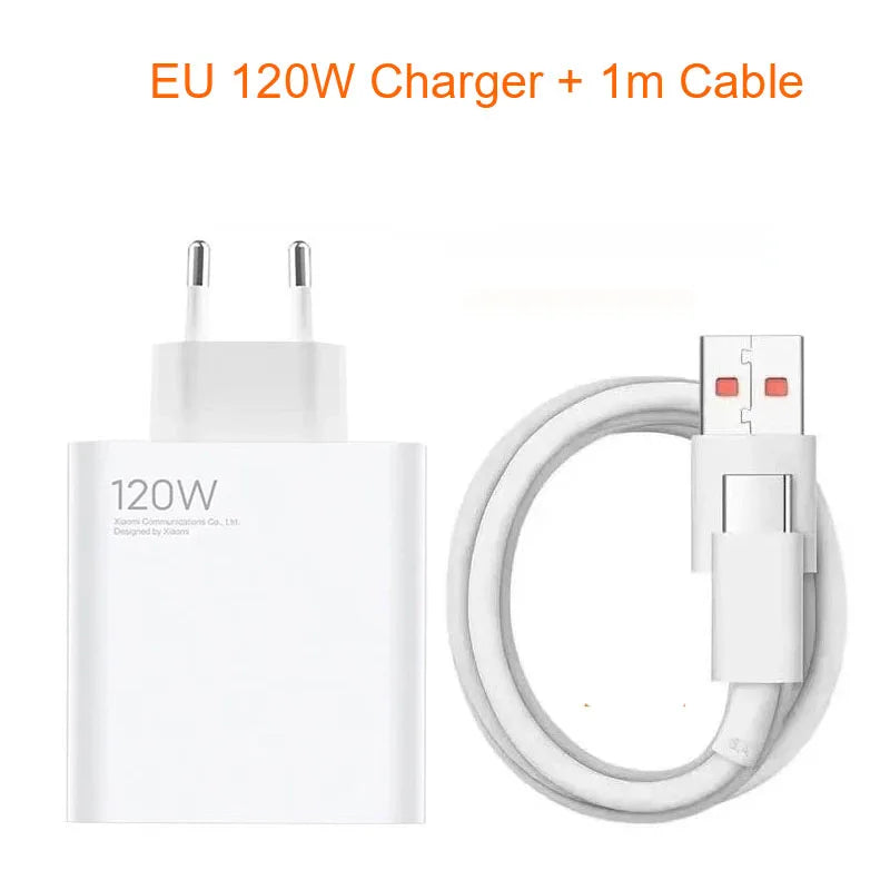 EU Original 120W Fast Charger Quick Charging Power Xiaomi 10 Redmi K30 Pro/10X Pro Poco F4 GT With Type-C Cable