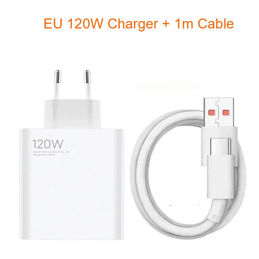 EU Original 120W Fast Charger Quick Charging Power Xiaomi 10 Redmi K30 Pro/10X Pro Poco F4 GT With Type-C Cable