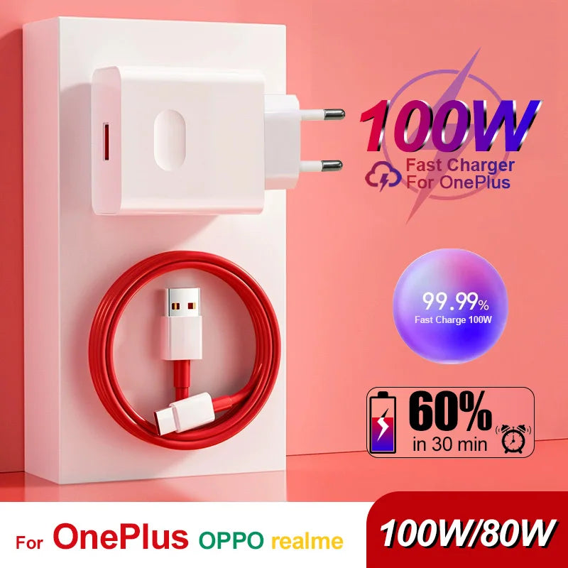 C100W SuperVOOC Fast Charger – USB-C Adapter for OnePlus 13/13R/12/11/10 Pro, Nord 4, OPPO & Realme