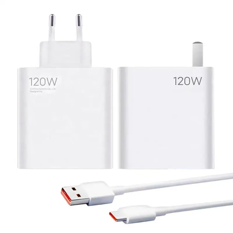 120W USB Fast Charger EU/US Plug Phone Charge Adapter For SamsungXiaomi Wall Charger With 120W Charging Cable