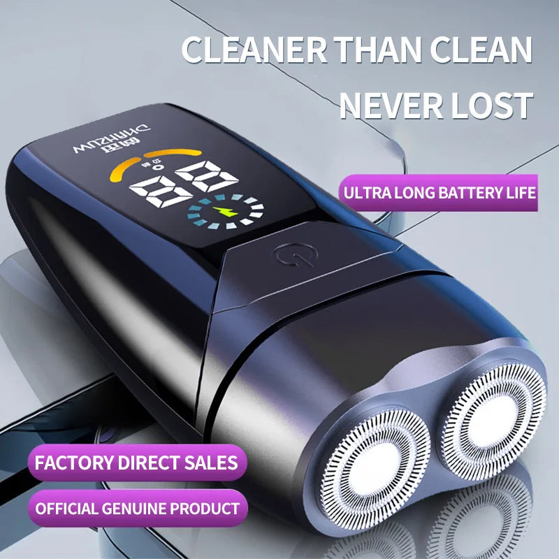 Dual-Head Electric Shaver – Intelligent Digital Display with Variable Speed Beard Trimmer