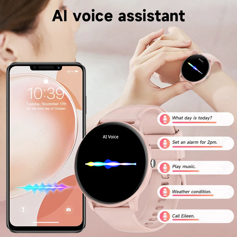 LIGE Smart Watch Women Men Bluetooth Call Sports Fitness Heart Rate Health Monitor Ladies For Android iOS