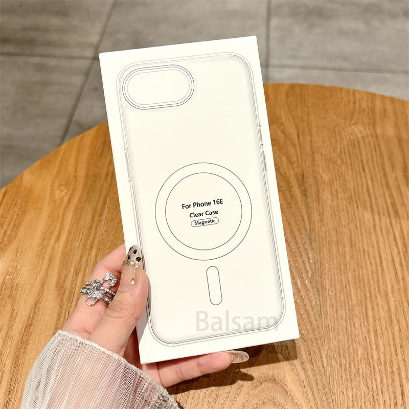 Acrylic Clear Magnetic Case For iPhone 16E 16 14 15 13 12 Mini 11 Pro XS Max XR 7 8 Plus For Magsafe Wireless Charge Hard
