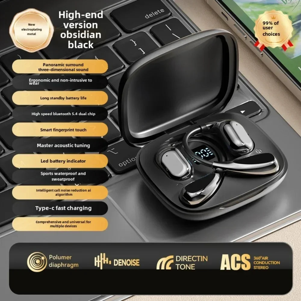 SW-016 Wireless Earphones HiFi Stereo Display Long Standby Touch Earhook Bluetooth Low Latency Gaming