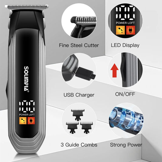 SURKER Professional Hair Clipper – Ceramic Blade, LED Display, USB Charging