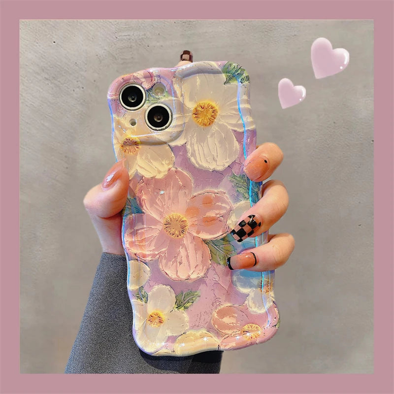 Luxury Laser Flowers Glitter iPhone Case For iPhone 17 Air 16 Pro Max 15 14 13 12 11 Plus Fashion Soft Silicone Shockproof