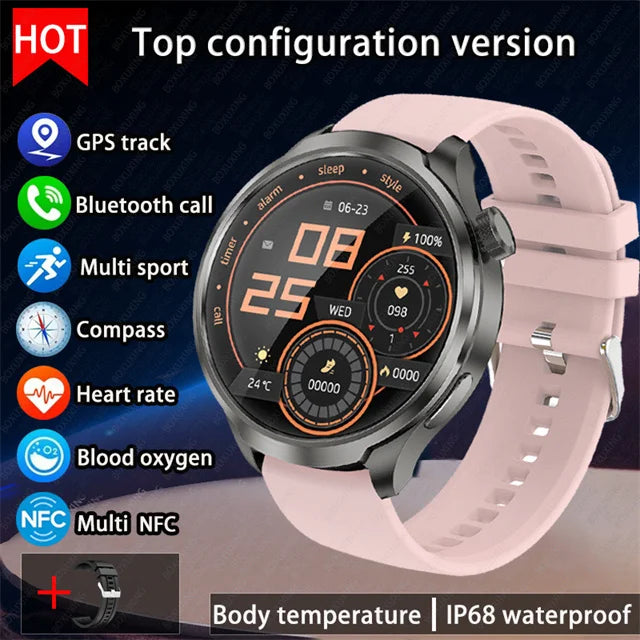 For Huawei 1.85-inch Smart Watch Men Sport Waterproof Fitness Heart Rate Watches Compass GPS Track NFC Bluetooth Call Smartwatch