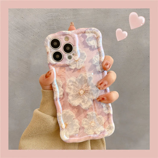 Luxury Laser Flowers Glitter iPhone Case For iPhone 17 Air 16 Pro Max 15 14 13 12 11 Plus Fashion Soft Silicone Shockproof