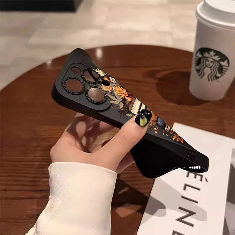 Creative Beautiful Book Pattern Phone Case For iPhone 11 12 13 14 15 16 17 Air Pro Max 16E 7 8 Plus X XR XS SE2 Shockproof