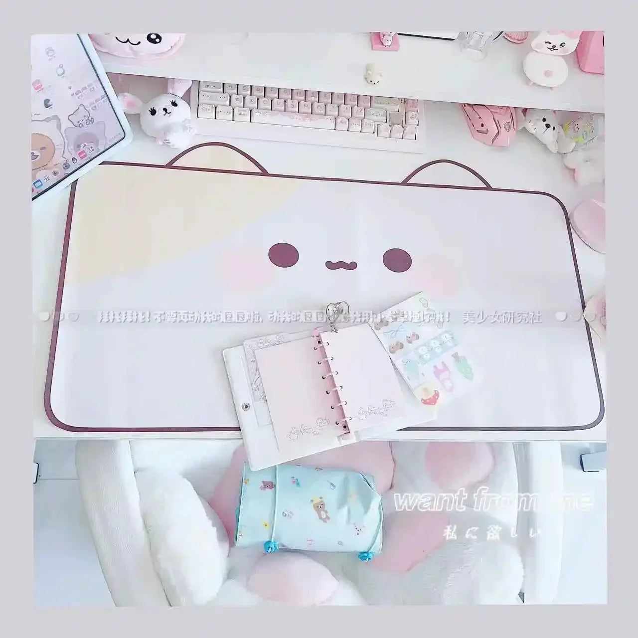 Kawaii Cute Ins Style Mouse Pad Original Cat Large Size Leather Waterproof