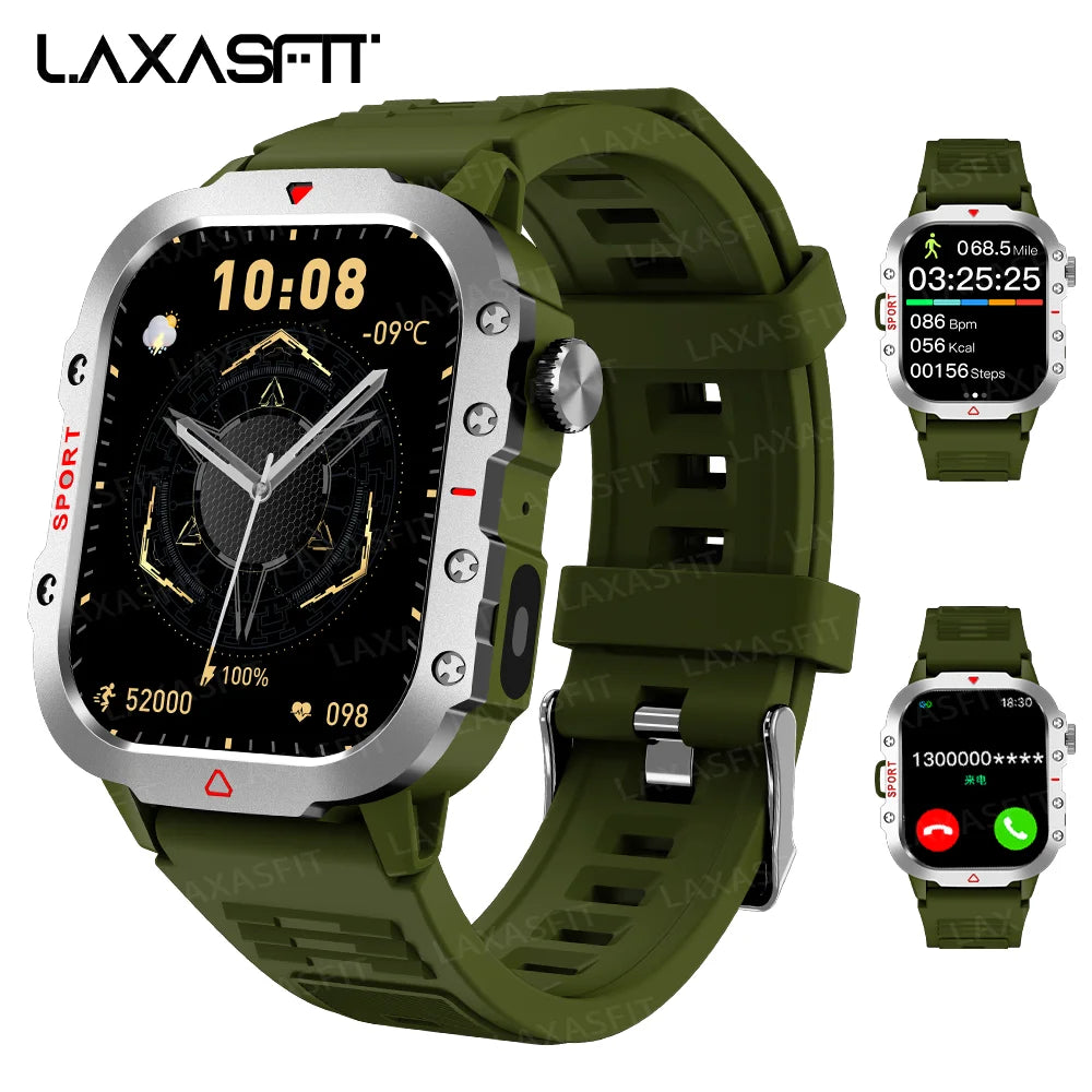LAXASFIT Smart Watch Bluetooth Voice Call with LED Flashlight Health Monitor Outdoor Sports