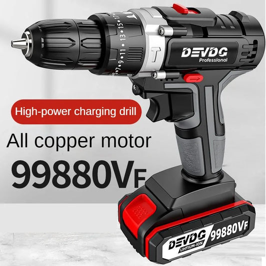 Industrial grade brush electric drill,  screwdriver, self-locking metal clamp, wireless power driver, DC lithium-ion bat
