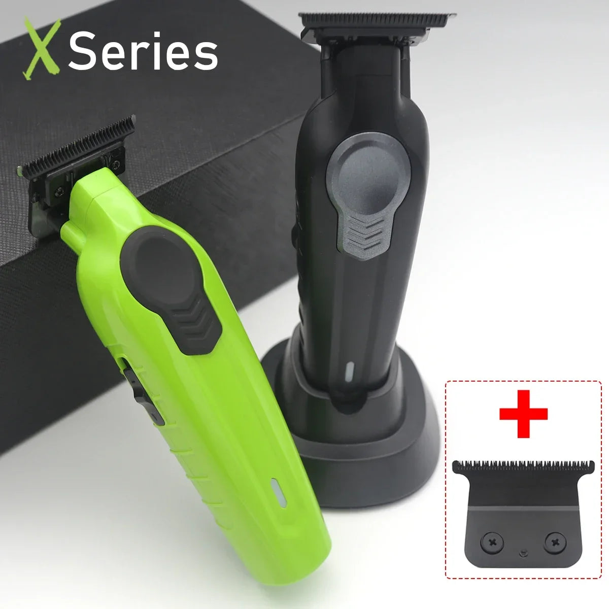 Professional T-Blade Hair Trimmer – USB Charging Base, DLC Blade, Beard & Hair Cutter