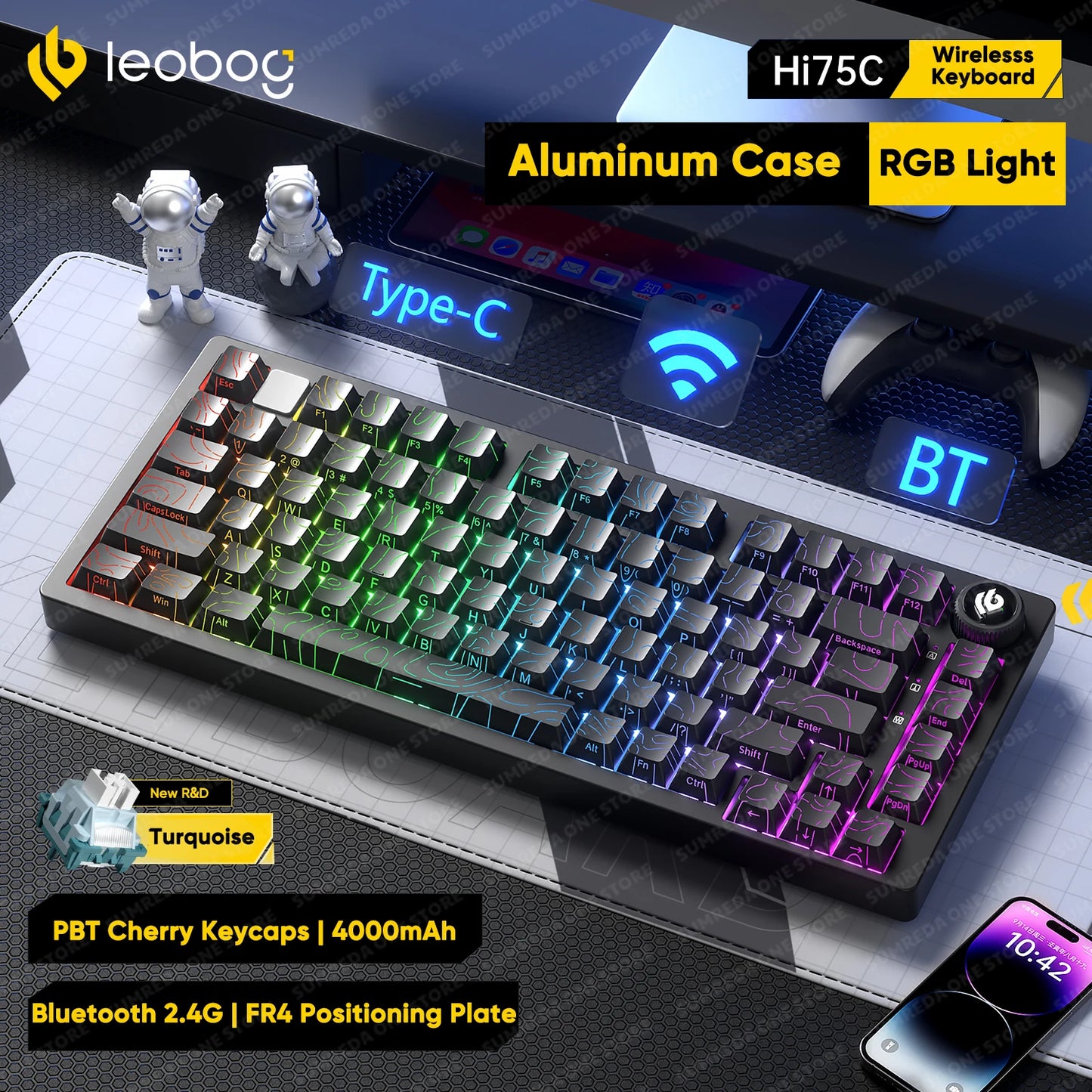 Leobog Hi75C Pro Wireless Mechanical Keyboard – 75% Layout, RGB, BT & 2.4G Wired