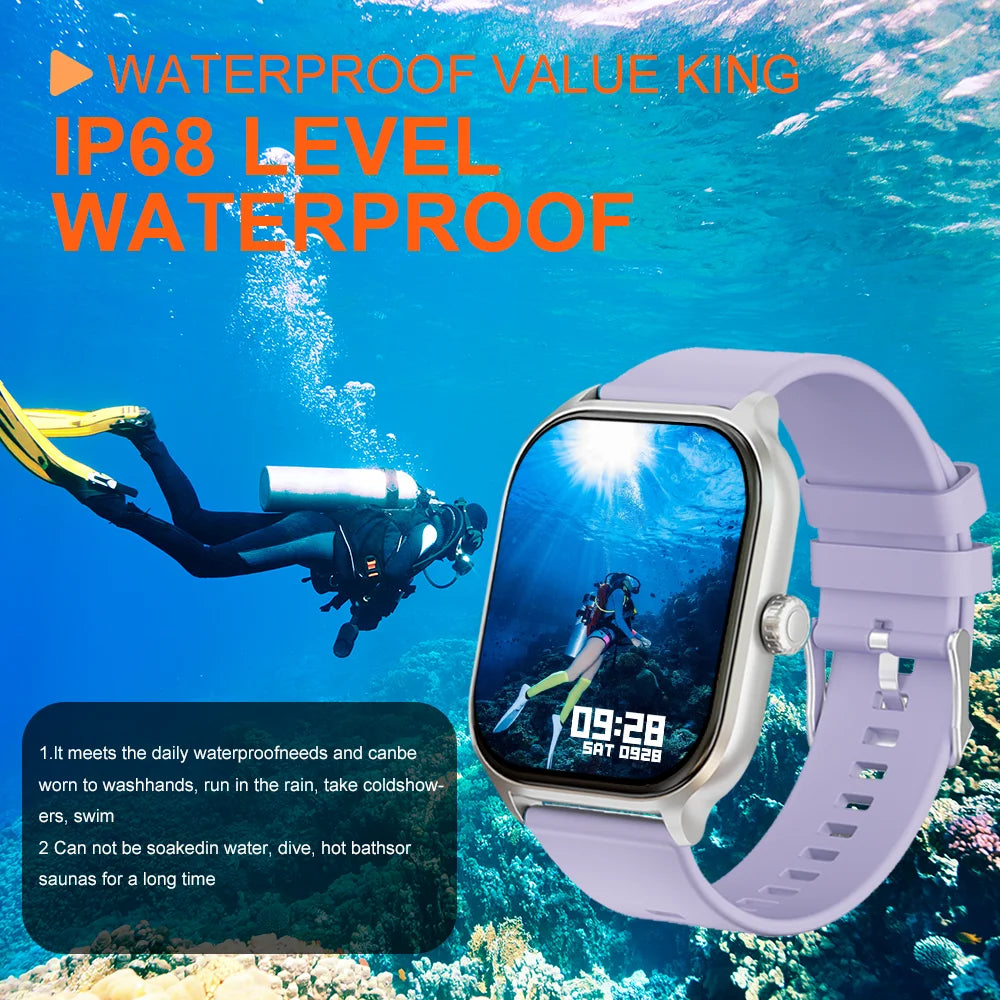 LAXASFIT 2025 New Smart Watch 2.01” Inch HD Screen Bluetooth Talk Pedometer IP68 Waterproof 123 Sport Modes
