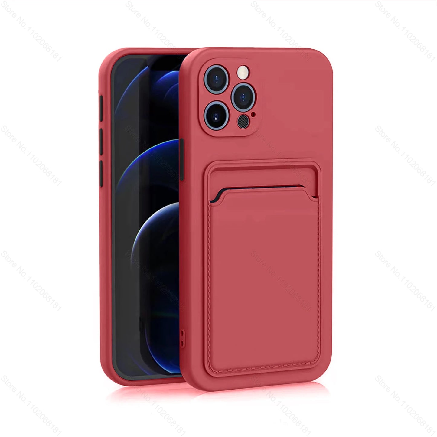 Luxury Silicone Card Holder Wallet Case For iPhone 15 14 13 12 11 Pro Max Plus Shockproof Phone Slot Cover Accessories