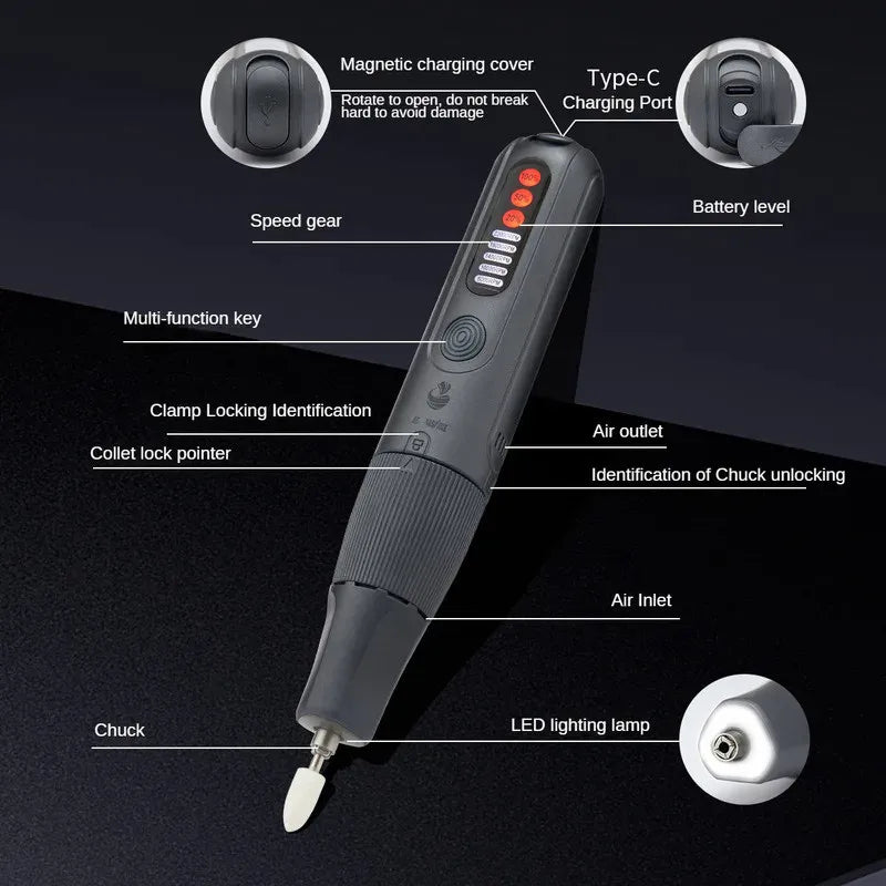 CreationSpace 8V Lithium Electric Grinding Set – Handheld Grinder for Wood Carving, Polishing & Cutting MS0101A