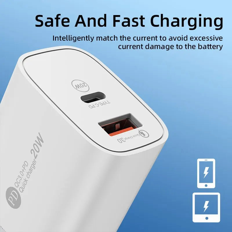 20W USB Fast Charger PD Type C Quick Phone EU/US Plug For iPhone Xiaomi Samsung Huawei USB C Wall