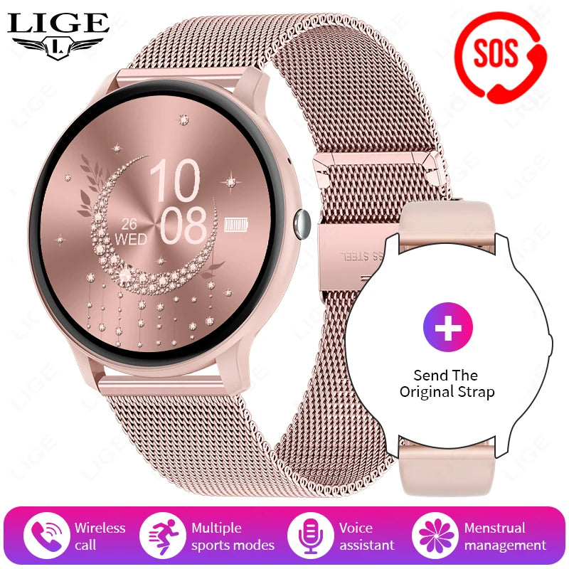 LIGE Smart Watch Women Men Bluetooth Call Sports Fitness Heart Rate Health Monitor Ladies For Android iOS