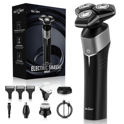 SEJOY 3-in-1 Electric Shaver – Cordless Beard & Nose Hair Trimmer, Waterproof USB Rechargeable