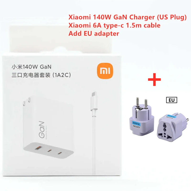 Xiaomi Mi 140W GaN Charger 1A2C Output Support PD QC UFCS Fast Charge For All Phone/Pad/Mac With 1.5m C-C