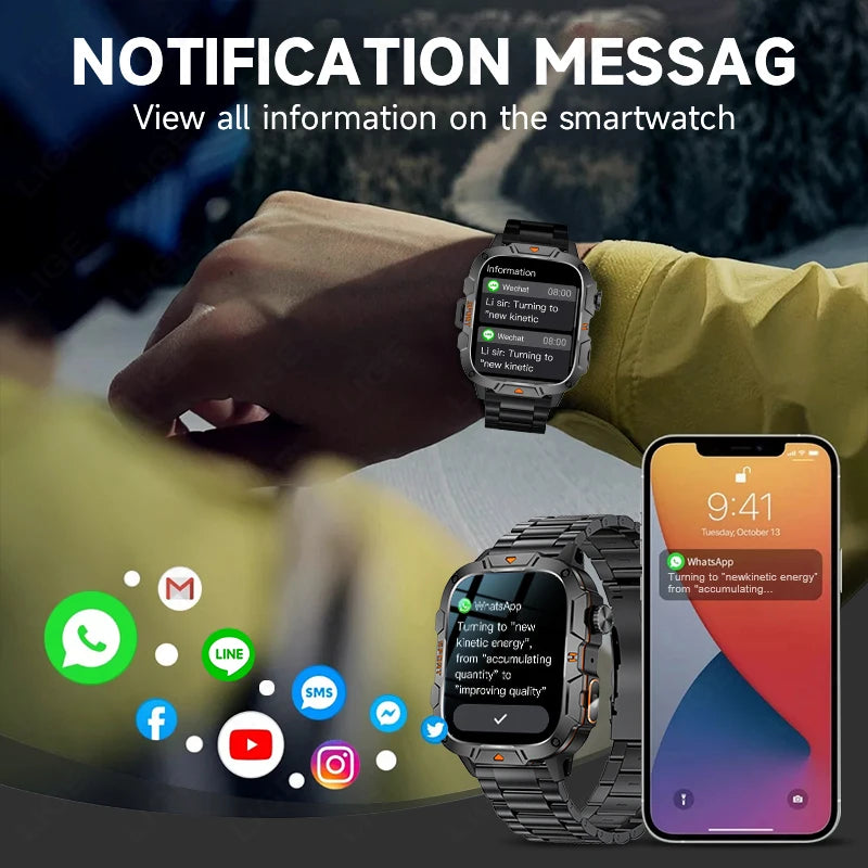 2025 For Xiaomi Outdoor Sports Smart Watch GPS trackr 5ATM Flashlight 1.96" HD Display Screen Bluetooth call Men Fitness