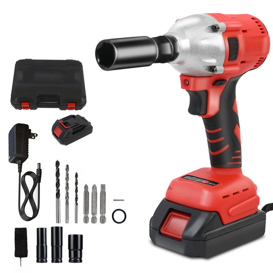 1000N.m (740ft-lbs) Cordless Impact Drill Wrench Brushless Electric High Torque Batteries 1500MAh 20V Fast Charger DIY Tool