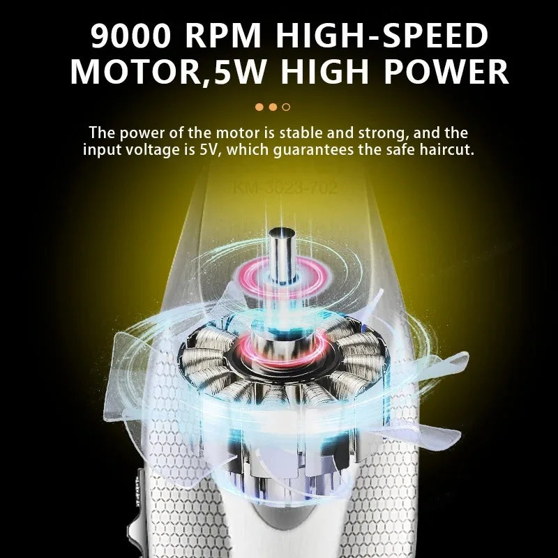 Kemei Zero Gapped Hair Trimmer – 9000RPM DLC Cordless Professional Hair Clipper