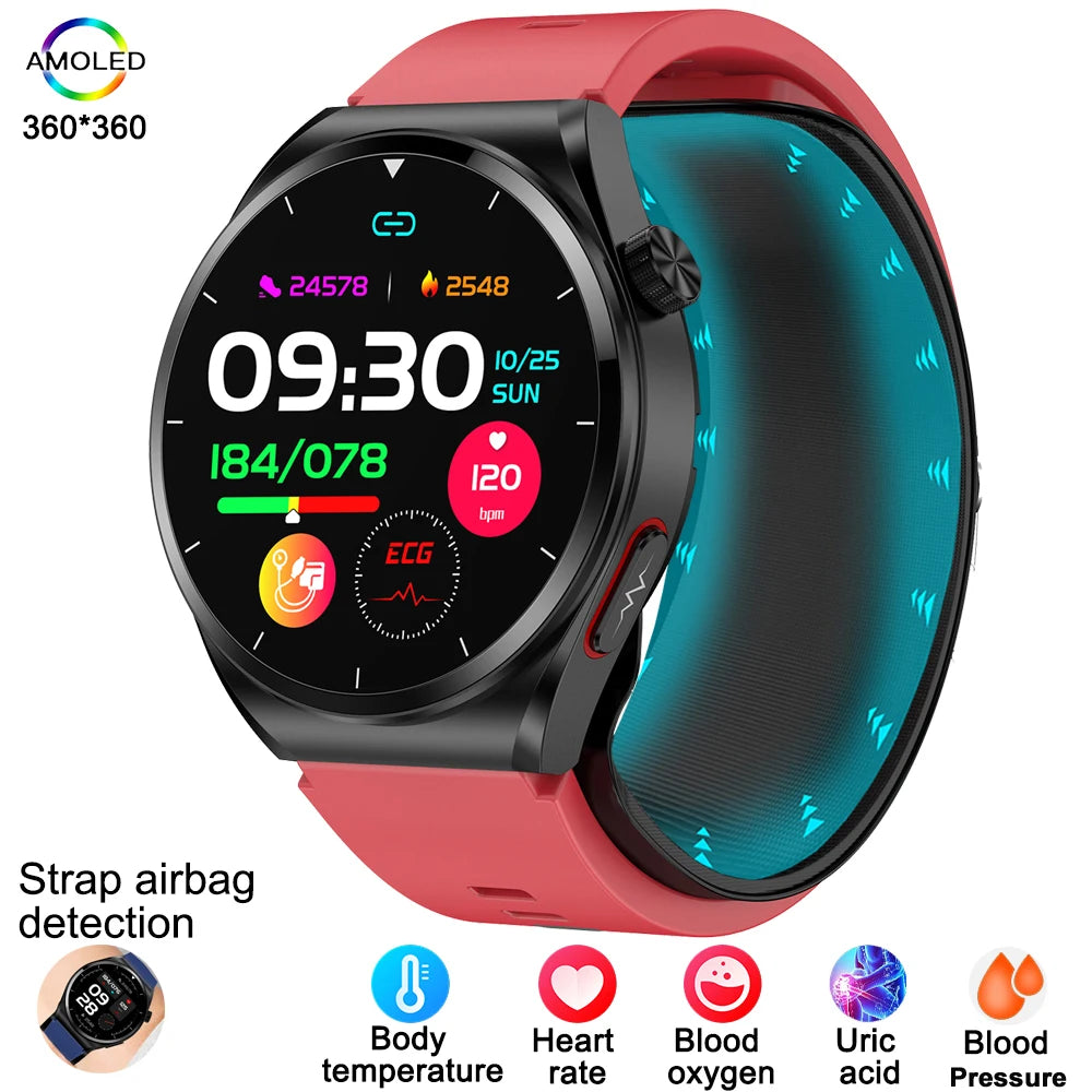 Smart Watch 2025 New For huawei Airbag air Pump ECG Blood Pressure watch Uric Acid  Lipids health mens waterproof