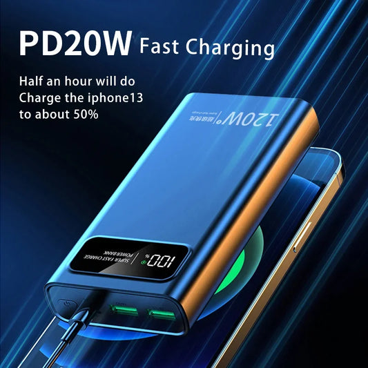 VIVO 200000mAh LED Digital Display Power Bank High Capacity 120W Super Fast Charging Portable External Battery For IPhone New