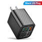 Total 150W USB Charger 6 Ports Type C Fast Mobile Phone Wall EU/US Plug For iPhone 15 Samsung Xiaomi Huawei
